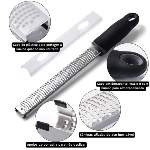 Ralador Inox, Ralador Zester, Microplane Inox, Ralador Fino, Ralador Profissional, Ralador Para Queijo, Ralador Para Limão, Utensílios de Cozinha Inox, Ralador Gourmet, Zester Inox Profissional